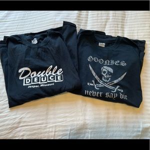 Double Duece and Goonies long sleeve tshirts